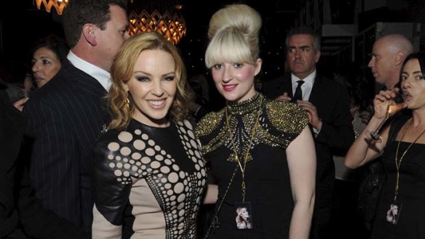 Party girls ... Kylie Minogue with Kate Alexa.