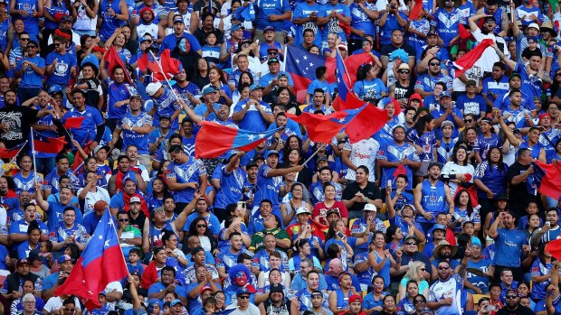 Blue pride: Samoa fans were out in full force on Saturday.