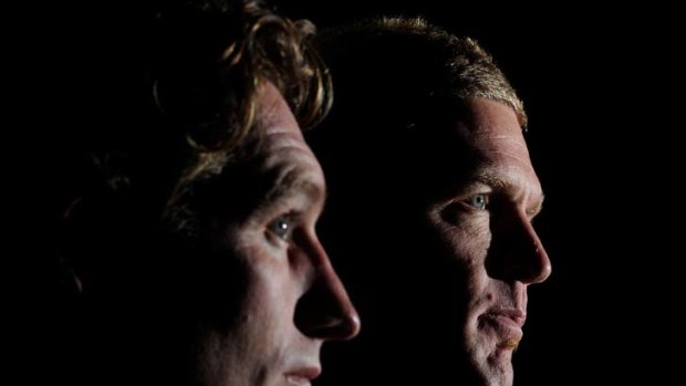 Side by side: Essendon coach James Hird and his long-time teammate, Dustin Fletcher.