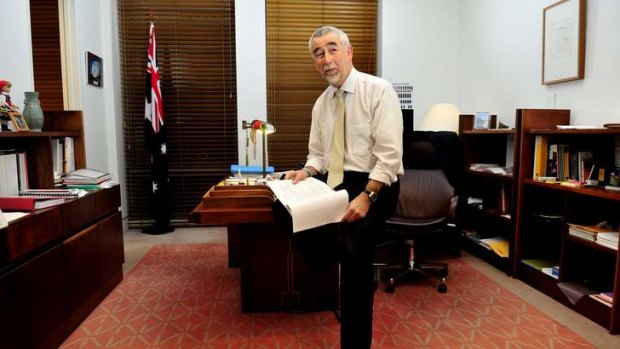 Gary Humphries in his Parliamentary office ahead of his valedictory speech tomorrow.