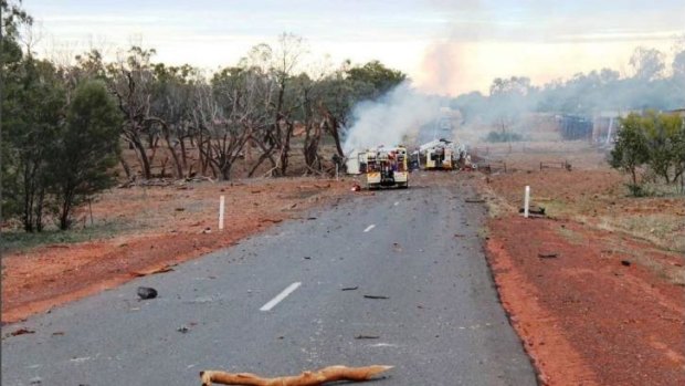 The scene of a truck rollover on the Mitchell Highway.