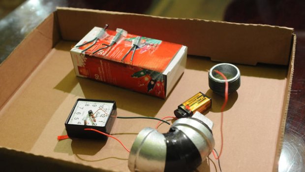 A replica of the bomb terror suspect Jose Pimentel is alleged to have made. Police say they detonated the device in a car to test its power.