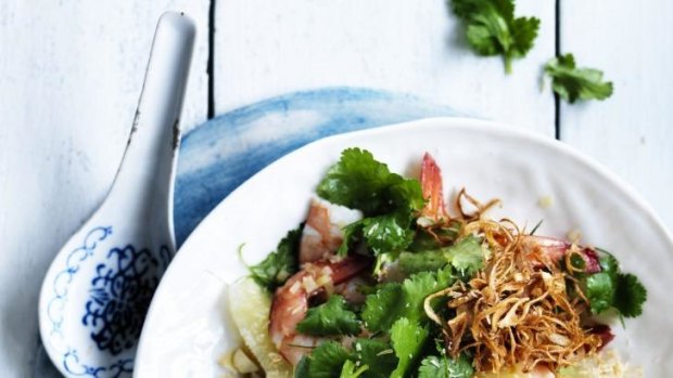 Asian prawn and pomelo salad.