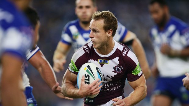Subject of speculation: Manly halfback Daly Cherry-Evans runs with the ball during last Friday's loss to the Canterbury Bulldogs.