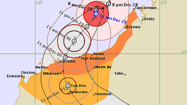 Cyclone forecast map issued on Sunday 12 noon.