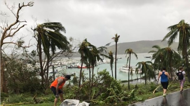 The clean-up begins on Hamilton Island after Cyclone Debbie.