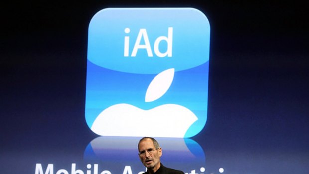 Apple CEO Steve Jobs announces iAd, part of the new iPhone OS4 software.