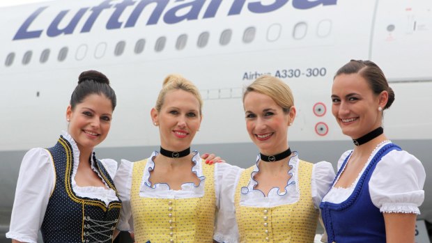 Lufthansa flight attendants will wear dirndls for Oktoberfest.