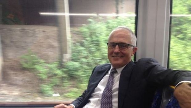 Rail loving Prime Minister Malcolm Turnbull has taken the train across Sydney ... again. 
