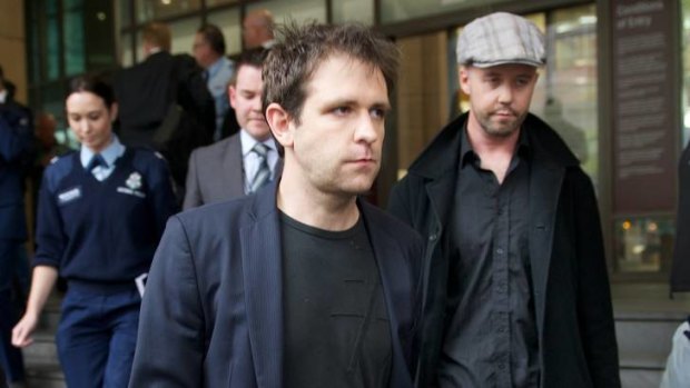 Jill's husband Tom Meagher, left, and Jill's brother Michael McKeon outside the Melbourne Magistrates' Court.