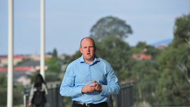 Brumbies general manager Simon Chester arrives at Wednesday's meeting.