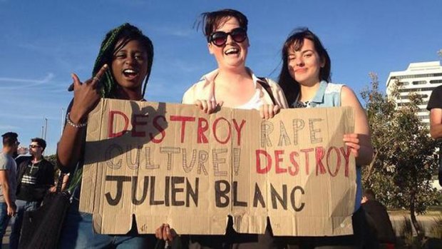 Blanc it ban: protesters make their point in Melboourne.