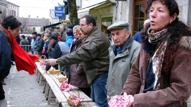 On your mark ... truffle vendors with their produce at the market in Lalbenque.