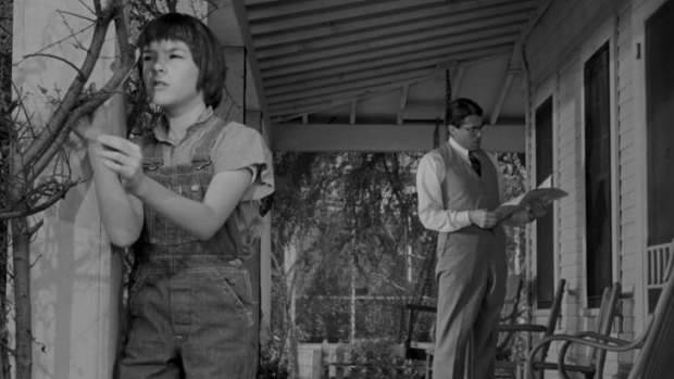The characters age exactly as they would have: Mary Badham as Scout and Gregory Peck as Atticus in the 1962 film, <i>To Kill a Mockingbird</i>.