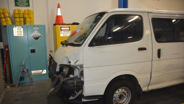 A van seized by police at Greenacre after a fatal hit-and-run crash at Condell Park.