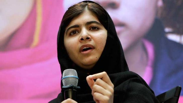 Malala Yousafzai speaks at an  International Day of the Girl news conference in Washington on October 11..