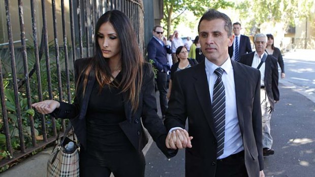 Simon Gittany with his girlfriend leaving the Supreme Court in Darlinghurst.