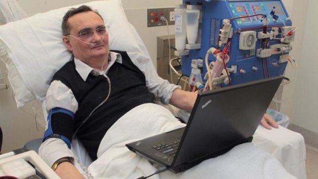 Nicholas Tonti-Filippini during a dialysis session in 2011. 