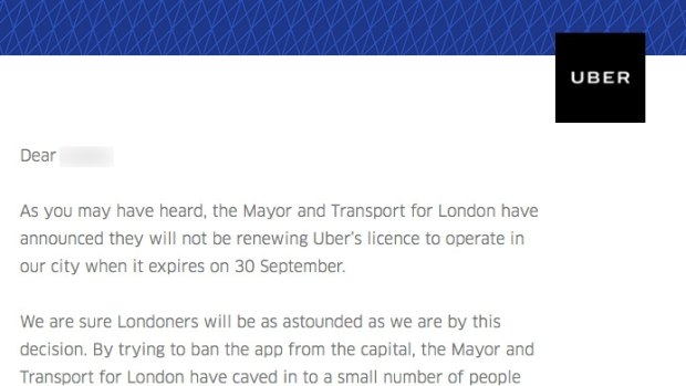 An online petition by Uber in response to the company not being granted a licence renewal in London.