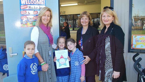 Florence Williams, Lee Jasper, Tully Paul, April Narustrang, Julie Wilson and Kate Gillies at the opening of the new Mount Lawley Primary School this morning.