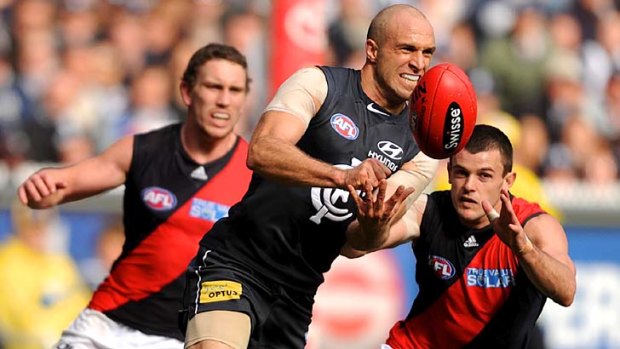 Chris Judd, middle, and Brent Stanton, right, return for Carlton and Essendon this weekend.