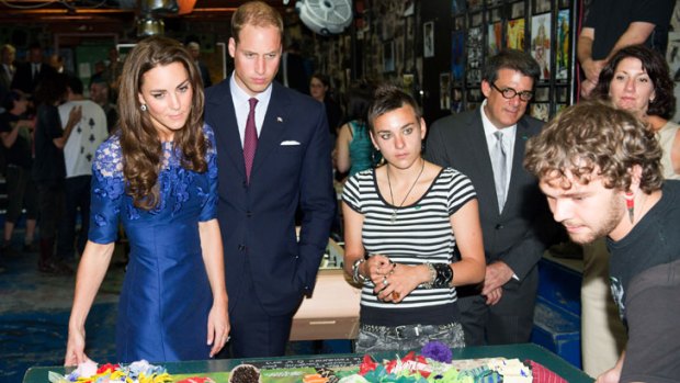 Not a fan ... Kate Middleton's electric blue lace dress.