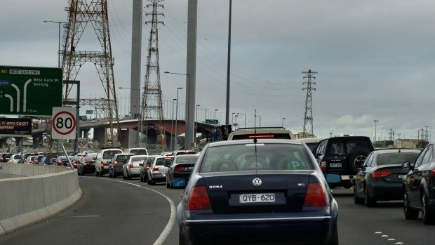 Works began on the Bolte Bridge on Wednesday.