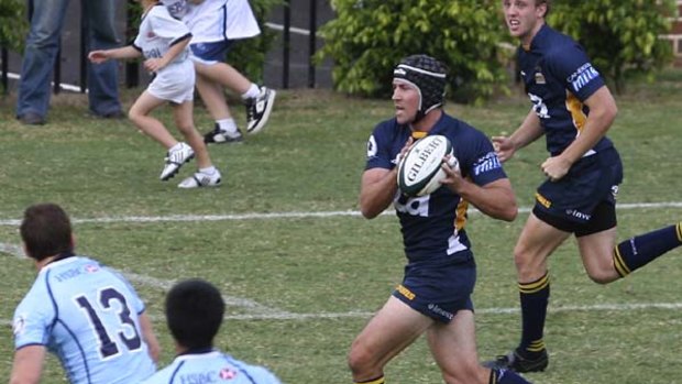 Julian Huxley playing for the Brumby runners on Sunday.