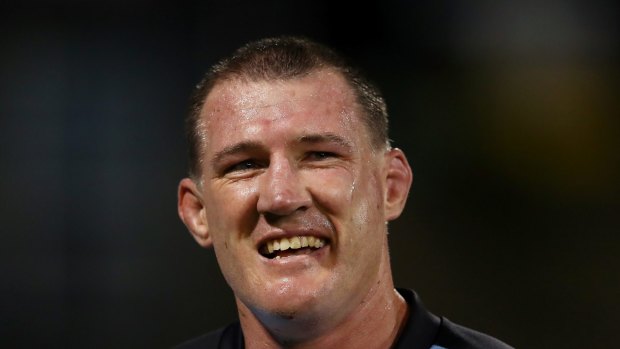 Sweet victory: Paul Gallen after the Sharks smashed the Raiders in Canberra.