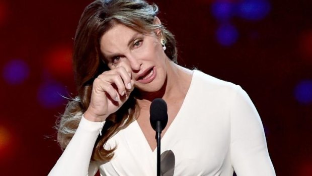 Caitlyn Jenner accepting the Arthur Ashe Courage Award onstage during The 2015 ESPYS.