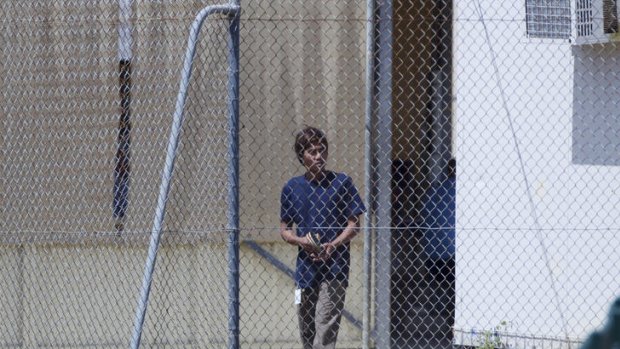 A teenage asylum seeker at the Phosphate Hill Detention Centre yesterday.