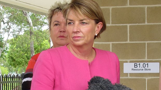 Premier Anna Bligh faces the media at Murrumba Downs State College.