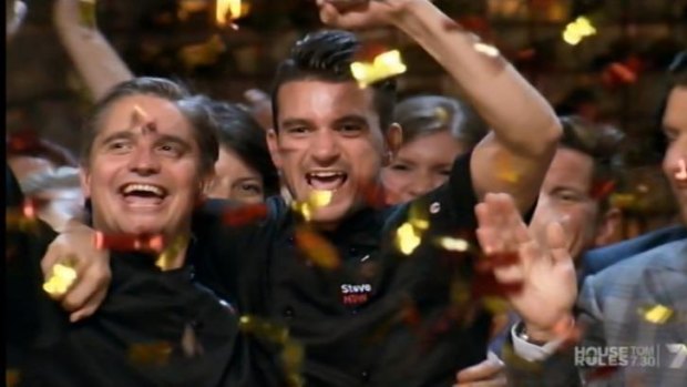 British expats and NSW representatives Will and Steve celebrate winning the grand final of <i>My Kitchen Rules</i>.