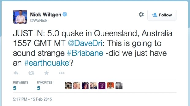 Nick Wiltgen, of the Weather Channel, was among the first to tweet about the quake.