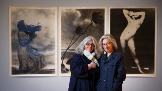 Pat Brassington (right) with ACCA curator Juliana Engberg.