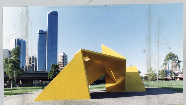 <i>Vault</i>, also known as the Yellow Peril, by sculptor Ron Robertson-Swann.