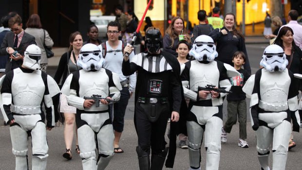 Star Wars day: Brant Harvey (Darth Vader) and Stormtroopers, Brendan Walsh, Jason Lee, Ramy Zaki and Caroline Clugston.