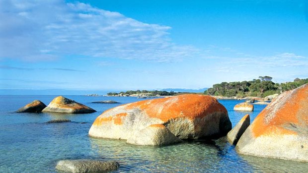 Sawyers Beach, around a 10-minute drive north of the main town, Whitemark on Flinders Island offers white sand, gin-clear water, lots of pretty boulders to clamber over or snorkel around and not another soul in sight.