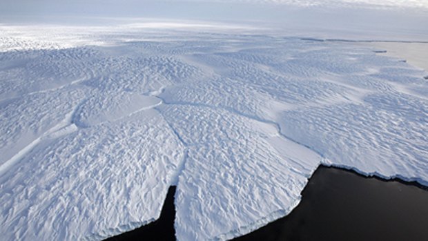 Turning green? An aerial view of an Antarctic glacier.