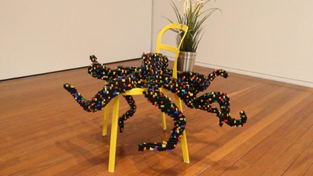 Eight arms and four legs: Claire Healy and Sean Cordeiro's Lego octopus on an IKEA chair.