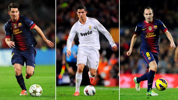 The contenders... (from left) Leo Messi, Cristiano Ronaldo, Andres Iniesta.