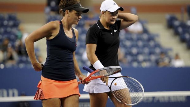 Casey Dellacqua with Ashleigh Barty in the US Open women’s doubles final this year.