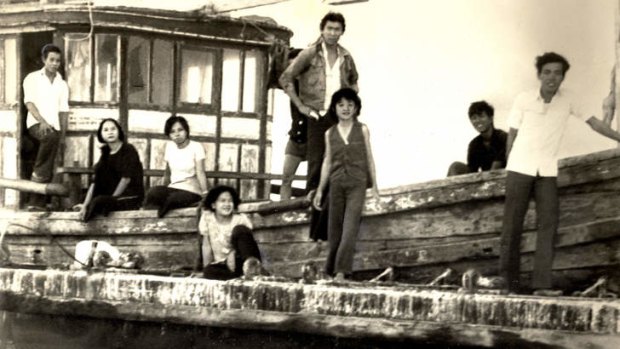 Vietnamese refugees aboard the refugee boat Kien Giang in 1979.