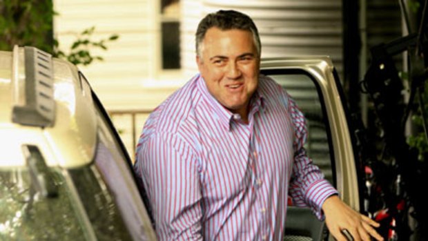 Opening doors... Joe Hockey at his Hunters Hill home in Sydney yesterday, where he met Peter Dutton. The pair are considering standing as leader and deputy leader.