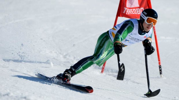 Cameron Rahles-Rahbula competes in the Giant Slalom at the IPC Alpine Skiing World Cup in Thredbo.