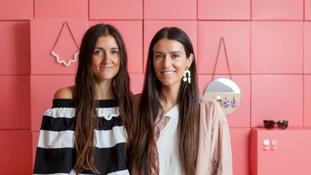 How Two Live's Jess (left) and Stef Dadon in their South Yarra pop-up.