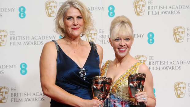 Beverley Dunn and Catherine Martin, winners of the production design award for <i>The Great Gatsby</i>, at the 2014 BAFTAs.