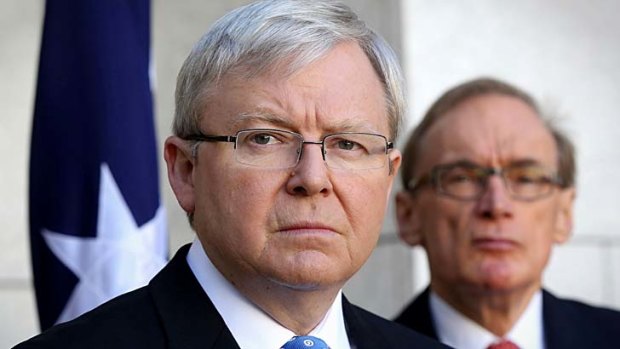 Learn from history: Prime Minister Kevin Rudd and Foreign Affairs Minister Senator Bob Carr at Parliament House on Sunday.