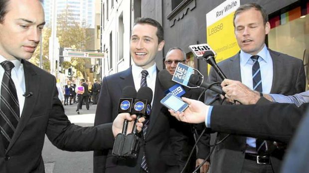 Put on a happy face: Tom Waterhouse at Monday's inquiry.