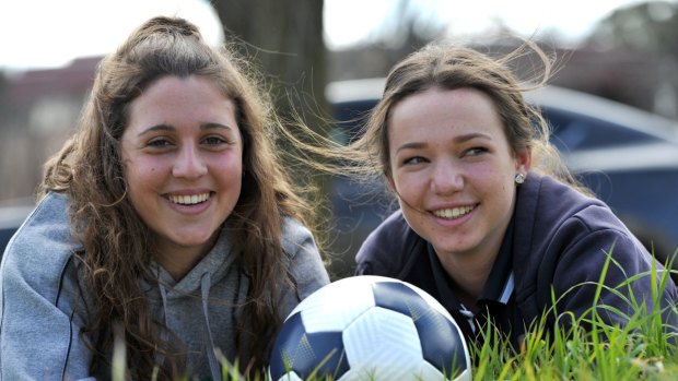 The strong performances of Julia De Angelis (left) has given 15-year-old Grace Maher (right) confidence ahead of her possible W-League debut for Canberra United.